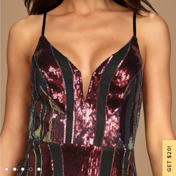 LuLu’s “Shades of Glam” Multi Colored Sequin Gown Size M 6-8 - Picture 2 of 6